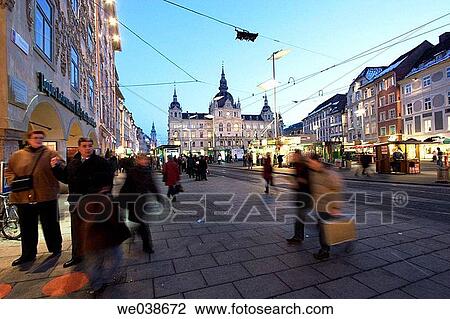 Hauptplatz, Graz, Styria, Austria, Europe. View Large Photo Image Stock Image - Hauptplatz, Graz, Styria, Austria, Europe.. Fotosearch