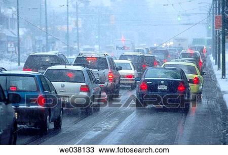 Heavy traffic in the snow on Granville Street into the city. Vancouver, British Columbia. Canada View Large Photo Image Stock Image - Heavy traffic in the snow on Granville Street into the city. Vancouver, British Columbia. Canada. Fotosearch