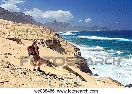 Hiker in El Jable, Playa de Barlovento, Jandia, Fuerteventura, Canary Islands View Large Photo Image Stock Photograph - Hiker in El Jable, Playa de Barlovento, Jandia, Fuerteventura, Canary Islands. Fotosearch