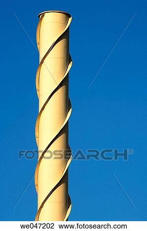 Stock Image - Industrial chimney. Sari±ena, Huesca province. Aragon. Spain.. Fotosearch