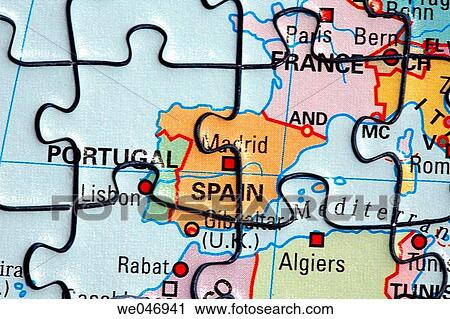 Jigsaw puzzle showing Southwest Europe and Northafrica with Spain, Portugal and France View Large Photo Image Stock Image - Jigsaw puzzle showing Southwest Europe and Northafrica with Spain, Portugal and France. Fotosearch