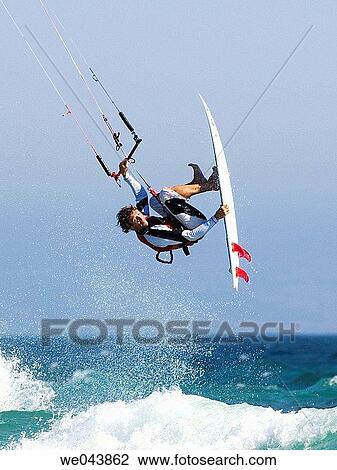 Stock Image - Kite-boarding. Fotosearch