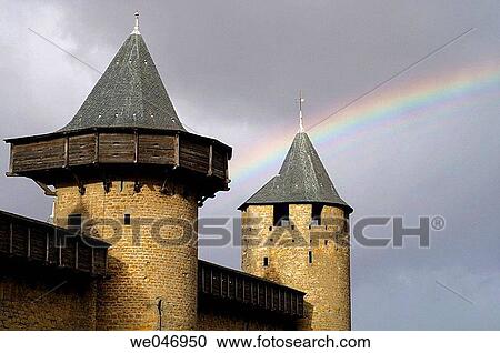 ? La Cit?, Carcassonne medieval fortified town and rainbow. Aude, Languedoc-Roussillon, France View Large Photo Image Stock Image - ? La Cit?, Carcassonne medieval fortified town and rainbow. Aude, Languedoc-Roussillon, France. Fotosearch