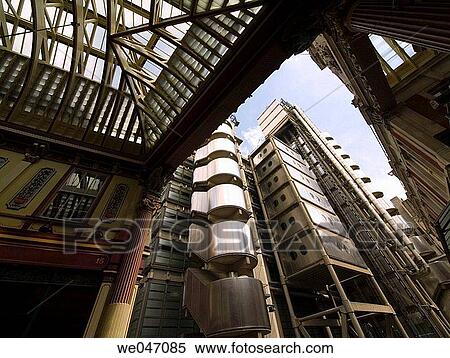 Lloyd's of London building by Richard Rogers as seen from Leadenhall Market, London. England, UK View Large Photo Image Stock Photography - Lloyd's of London building by Richard Rogers as seen from Leadenhall Market, London. England, UK. Fotosearch