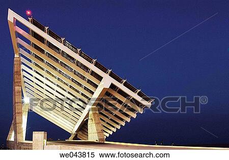 Stock Photography - Photovoltaic pergola, by Torres & Mart? nez Lape±a. Forum. Barcelona. Catalunya. Spain.. Fotosearch