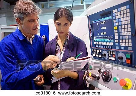 Stock Photograph - Polytechnic School, University of the Basque Country, Donostia, Gipuzkoa, Basque Country. Students, Tool-Machine Laboratory, Mechanical Engineering Department. Fotosearch