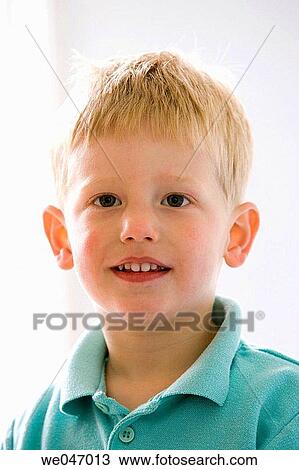 Stock Image - Portrait of a little blond boy. Fotosearch