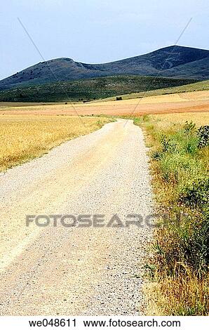 Road, Aldealpozo, Soria, Castilla-Le? n, Spain. View Large Photo Image Stock Image - Road, Aldealpozo, Soria, Castilla-Le? n, Spain.. Fotosearch
