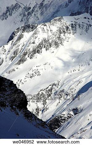 Stock Image - Snow-covered crest and mountainsides. Pic de Soques. Ossau valley. Pyrenees. France.. Fotosearch