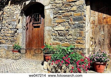 Typical houses. Ainsa. Huesca province. Aragon. Spain. View Large Photo Image Picture - Typical houses. Ainsa. Huesca province. Aragon. Spain.. Fotosearch