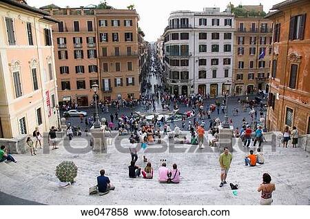 Via condotti, Piazza di Spagne. Spanish Steps. Rome, Italy. View Large Photo Image Stock Photo - Via condotti, Piazza di Spagne. Spanish Steps. Rome, Italy.. Fotosearch