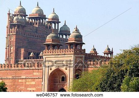 Stock Photo - 16th century Jama Masjid Mosque. Fatehpur Sikri near Agra. Uttar Pradesh. India.. Fotosearch