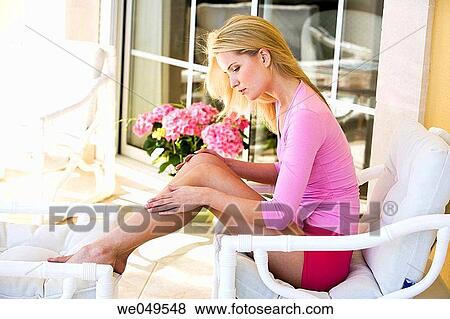 Stock Photo - 30's, barefoot, at-home, 20's. Fotosearch