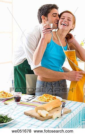 30's, Best friend, at-home, apron, 20's View Large Photo Image Stock Photo - 30's, Best friend, at-home, apron, 20's. Fotosearch
