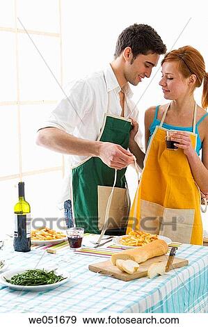 30's, Best friend, at-home, apron, 20's View Large Photo Image Stock Photo - 30's, Best friend, at-home, apron, 20's. Fotosearch