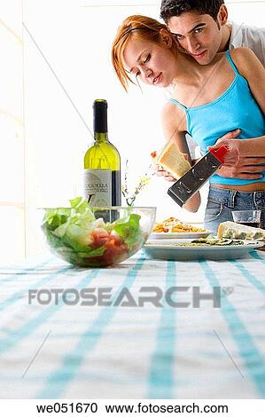 Stock Image - 30's, bowl, Best friend, at-home, 20's. Fotosearch
