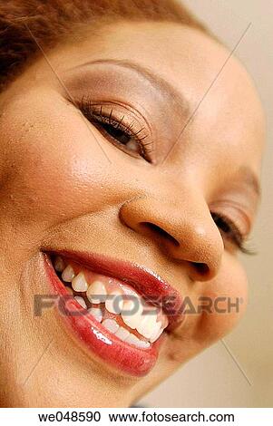 Stock Image - 30's, Close-up, black, African-American, 20. Fotosearch