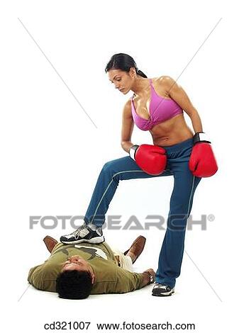 Stock Photo - achievement, boxer, Battle of the sexes, amusing, 20's. Fotosearch