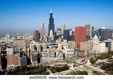 Aerial view of Chicago. Illinois. USA. View Large Photo Image Stock Image - Aerial view of Chicago. Illinois. USA.. Fotosearch