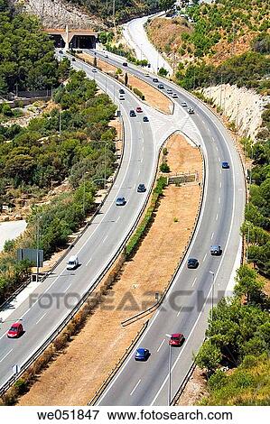 Aerial view of freeway. Garraf, Barcelona province, Catalonia, Spain View Large Photo Image Stock Photo - Aerial view of freeway. Garraf, Barcelona province, Catalonia, Spain. Fotosearch