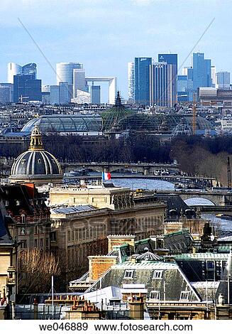 Aerial view of Paris with the business district of La D? fense in background. Paris. France View Large Photo Image Stock Photo - Aerial view of Paris with the business district of La D? fense in background. Paris. France. Fotosearch