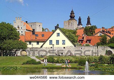 Almedalen Park, Visby, Gotland, Sweden View Large Photo Image Stock Photograph - Almedalen Park, Visby, Gotland, Sweden. Fotosearch
