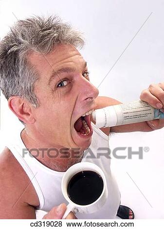 amusing, clipping path, breakfast, askance, 30's View Large Photo Image Stock Photo - amusing, clipping path, breakfast, askance, 30's. Fotosearch
