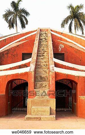 Astronomical structure with stairs in Jantar Mantar Observatory. New Delhi. India. View Large Photo Image Stock Photo - Astronomical structure with stairs in Jantar Mantar Observatory. New Delhi. India.. Fotosearch