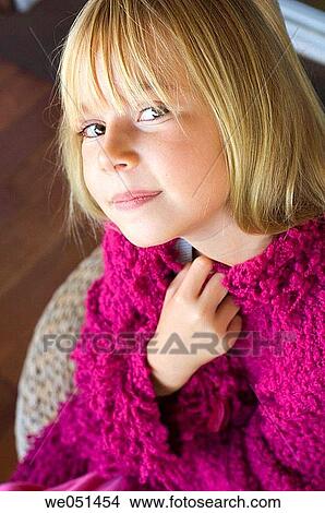 Picture - at-home, child, blond, askance. Fotosearch