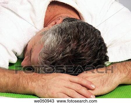 Stock Image - baby boomer, bathrobe, Close-up, contemporary. Fotosearch