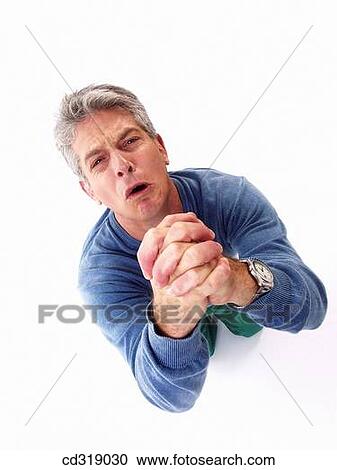 Stock Image - baby boomer, clipping path, begging, beg, anticipation. Fotosearch
