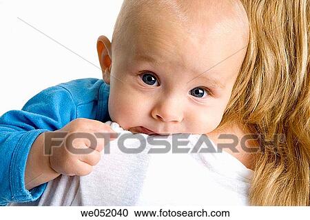 Stock Image - baby, Close-up, child, affection. Fotosearch