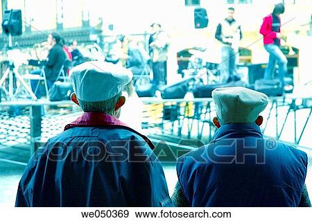 Stock Photo - back view, beret, calm, contemporary. Fotosearch