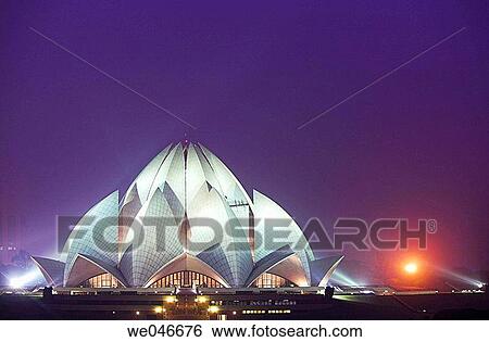 Bahai Lotus Temple at night. Kalkaji. Delhi. India View Large Photo Image Stock Photograph - Bahai Lotus Temple at night. Kalkaji. Delhi. India. Fotosearch