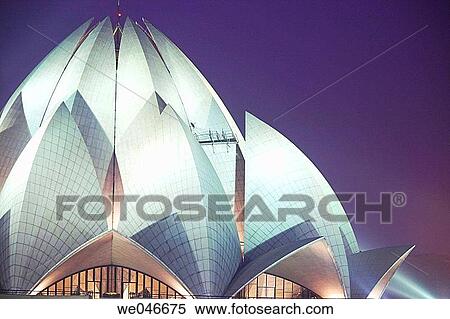 Bahai Lotus Temple at night. Kalkaji. Delhi. India View Large Photo Image Stock Photography - Bahai Lotus Temple at night. Kalkaji. Delhi. India. Fotosearch