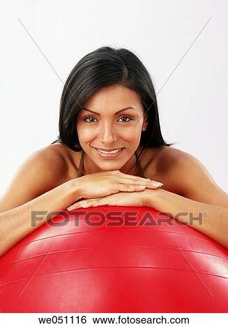 Stock Photograph - ball, beauty, brunette, clipping path. Fotosearch