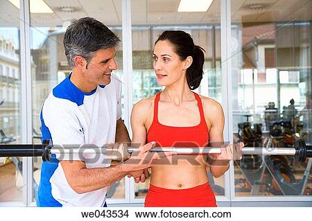 Picture - bar, barbell, coach. Fotosearch