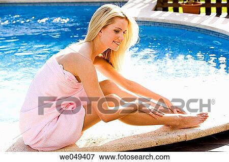 barefoot, blond, Body care, border, calm View Large Photo Image Stock Photo - barefoot, blond, Body care, border, calm. Fotosearch