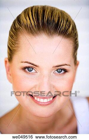 Stock Photograph - beauty, Beauty Care, blond, blue eyes. Fotosearch