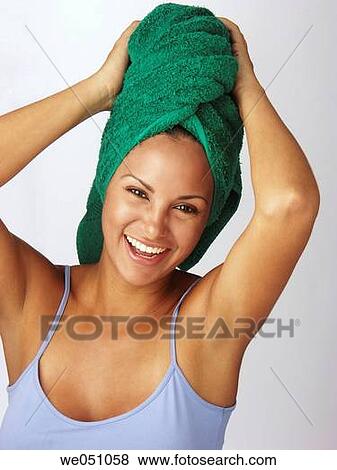 Stock Photo - beauty, Body care, brunette, clipping path. Fotosearch