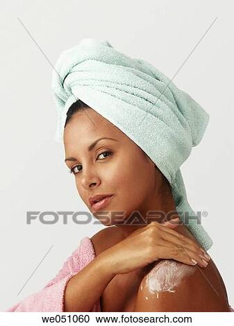 beauty, brunette, Body care, apply View Large Photo Image Stock Image - beauty, brunette, Body care, apply. Fotosearch