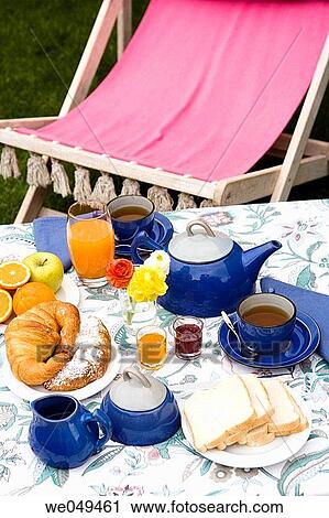 Stock Image - bread, Bread slice, breakfast, coffee, croissant. Fotosearch