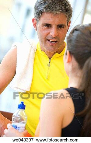 Stock Photo - break, chat, break-time, 30's. Fotosearch