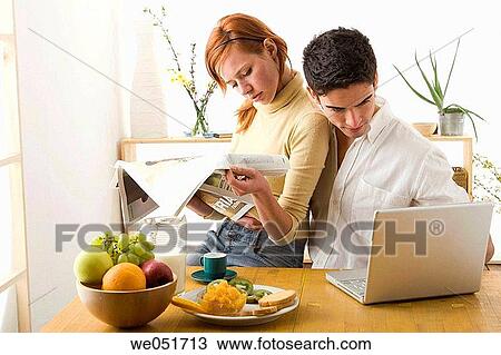 breakfast, computer, at-home View Large Photo Image Stock Image - breakfast, computer, at-home. Fotosearch