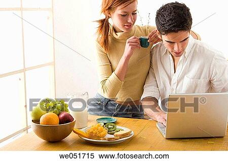 breakfast, computer, at-home View Large Photo Image Stock Photography - breakfast, computer, at-home. Fotosearch
