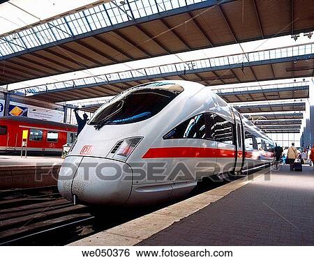 Bullet train in train station in Paris, France. View Large Photo Image Stock Photograph - Bullet train in train station in Paris, France.. Fotosearch