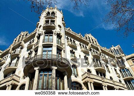 Casa Fuster by Llu's Dom? nech i Montaner in Passeig de Gr? cia, Barcelona. Catalonia, Spain View Large Photo Image Stock Photo - Casa Fuster by Llu's Dom? nech i Montaner in Passeig de Gr? cia, Barcelona. Catalonia, Spain. Fotosearch