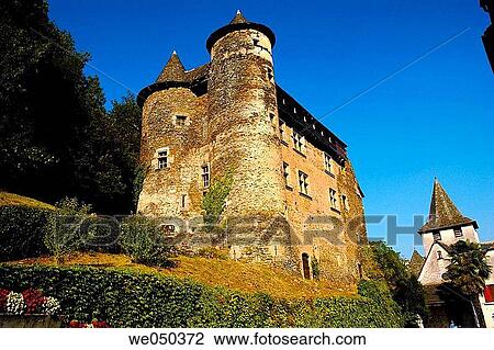 Stock Image - Castle. Vieillevie, Cantal. Auvergne. France.. Fotosearch