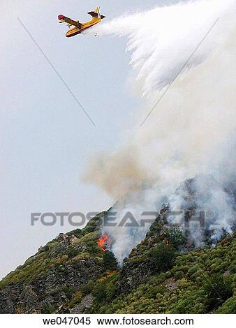 Stock Photography - catastrophe, aeroplane, burning, airplane, aircraft, activity. Fotosearch