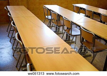 Stock Image - chair, education, concept, classroom, arrangement. Fotosearch